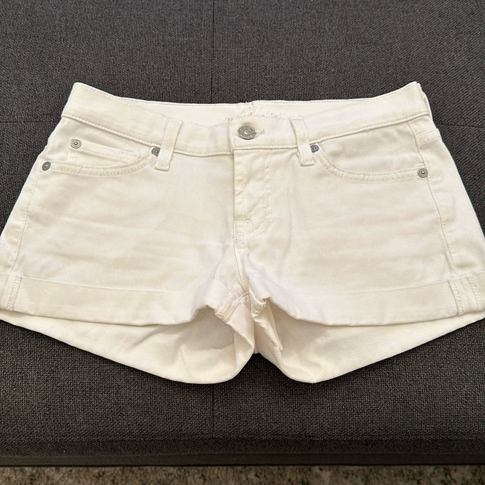 7 for all mankind white stretch Jean shorts size 25